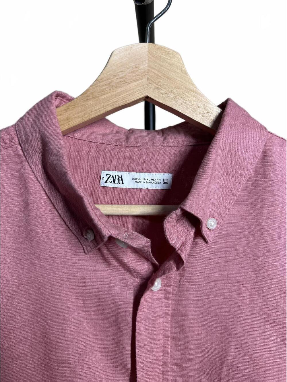 Zara Men's Button-Down Long Sleeve Shirt Pink Size XL